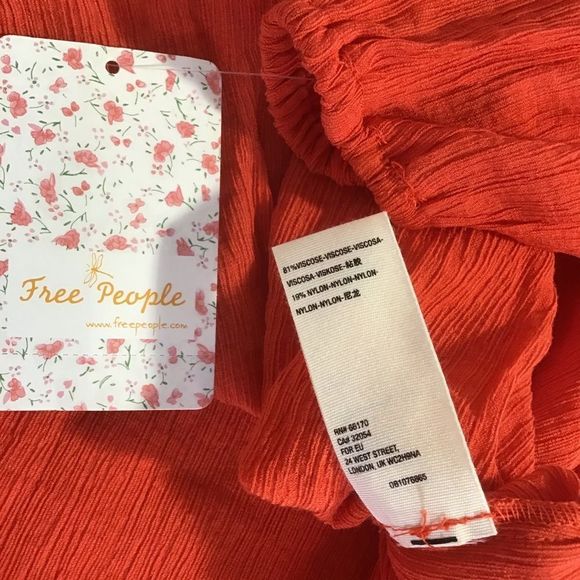 New Free People Check On It Wrap Top Flame Red - Picture 5 of 8